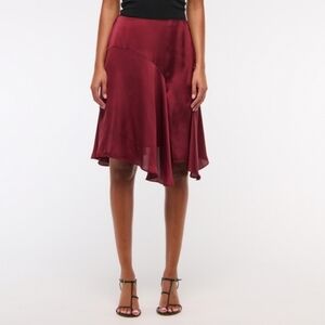 New Abercrombie & Fitch Midi Asymmetrical Maroon Skirt sz Large Tall